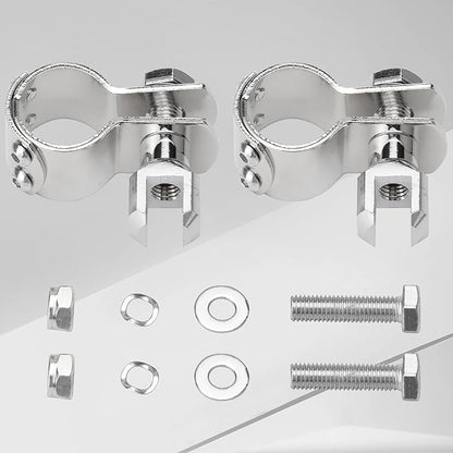 Motorcycle 1.25" Highway Footpegs Crash Bar Adjustable Clamps Mounts kit Chrome Compatible with Harley Touring Sportster Softail Road Glide Electra Glide Road King with 1 14 inch Engine Guard