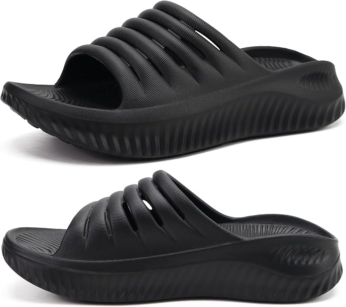 KuaiLu Recovery Sandals Women With Comfortable Arch Support Sport Slides | Ladies Orthotic Thick Cushion Open Toe Slippers Relief Plantar Fasciitis Reduces Stress on Feet,Joints & Back Post-Exercise