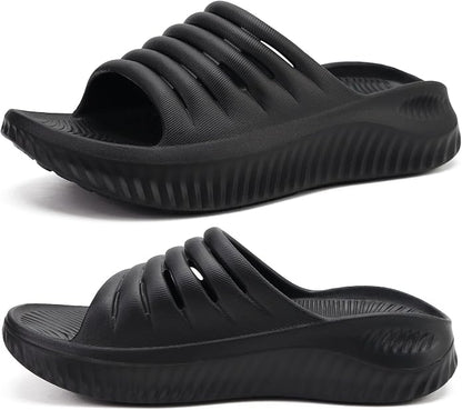 KuaiLu Recovery Sandals Women With Comfortable Arch Support Sport Slides | Ladies Orthotic Thick Cushion Open Toe Slippers Relief Plantar Fasciitis Reduces Stress on Feet,Joints & Back Post-Exercise