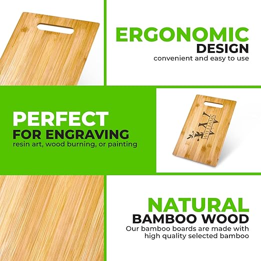 Bamboo Cutting Board | For Customized, Personalized Engraving Purpose | Premium Blank Bamboo Board (Rectangular 12" X 9")