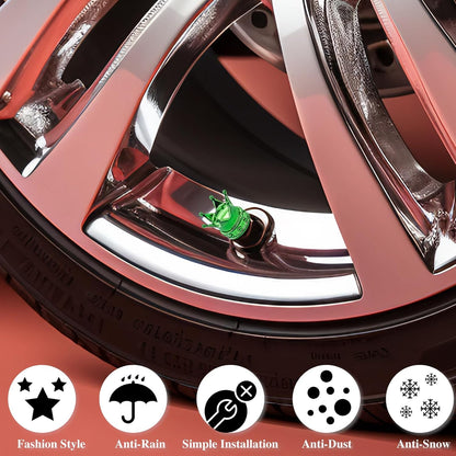 4PCS Crown Tire Valve Stem Caps, with O Rubber Ring, Tire Air Valve Cap Plastic with Brass Core, Universal Cars, SUV, Trucks, Bikes, Motorcycles, Bicycles (Green)