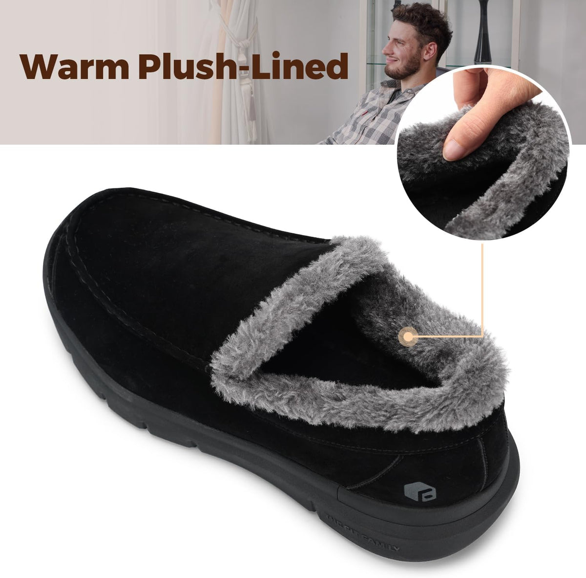 FitVille Extra Wide Men Slippers Slip-on House Slipper Non Slip Orthopedic Winter Shoes for Flat Feet Indoor & Outdoor