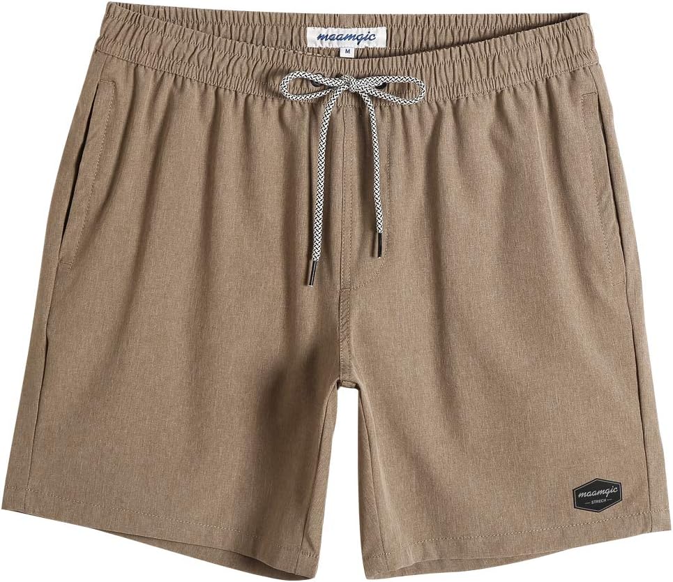 maamgic Mens 7" Stretch Swim Trunks Quick Dry Mesh Lining Swimwear Bathing Suits