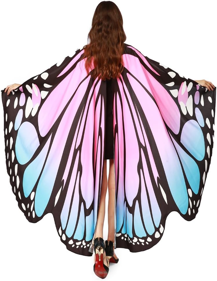 LERFEY Butterfly Wings for Women Fairy Ladies Cape Halloween Dress Up Costume Accessory Party Cape Nymph Pixie Cloak.