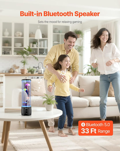 VEVOR Sensory Bubble Tube Lamp, 16 Color Changing Light Effects, Water Fish Lamp with Built-in Bluetooth Speaker & White Noise, Fake Aquarium Tank Night Light for Bedroom Living Room Home Decor ( does not come with 2JelltFish-2Fish-1JellyFish Hook )