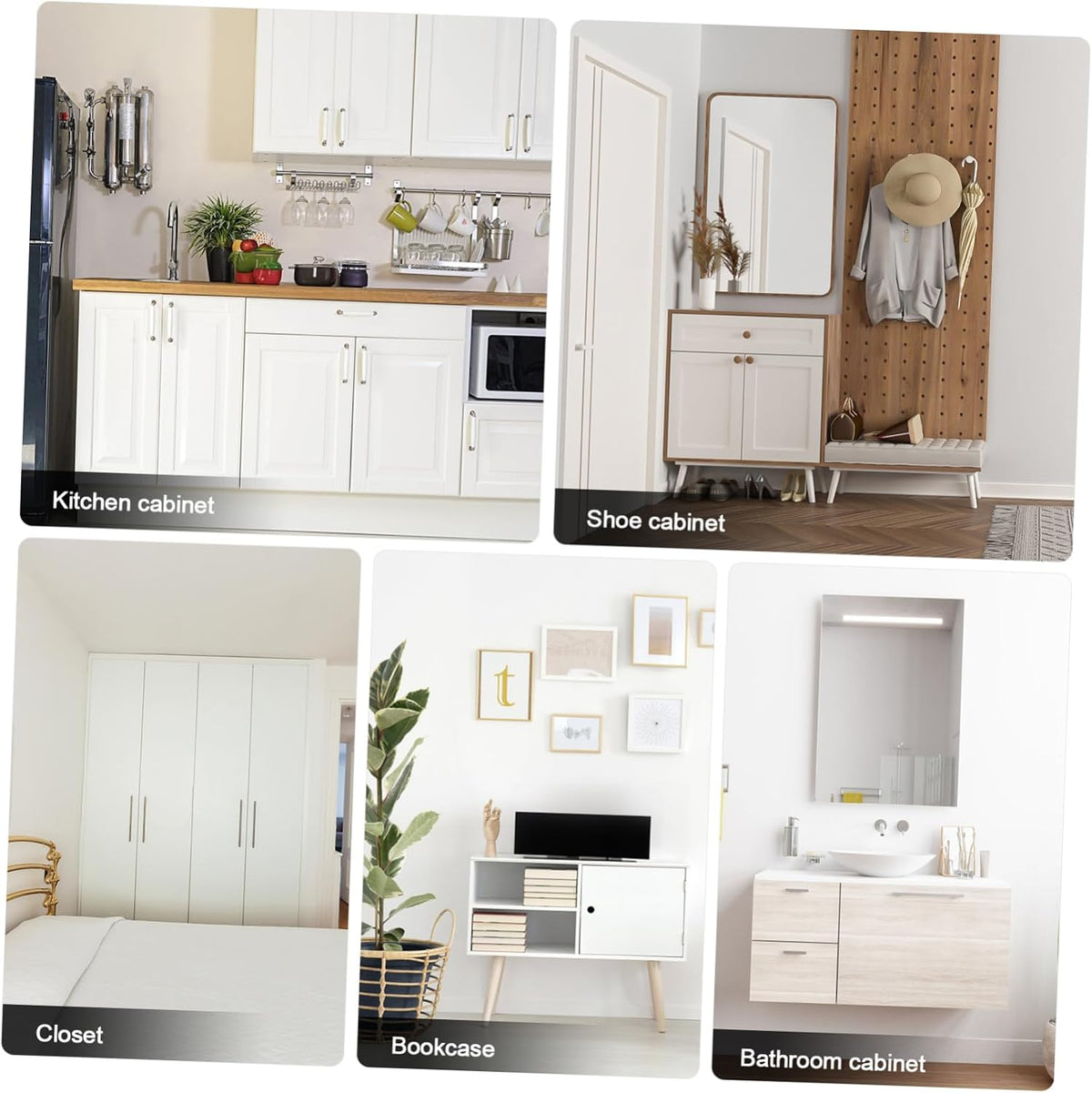 Mipcase 2sets Overlay Self Closing Cabinet Hinges Soft Close Door Hinges for Kitchen Furniture Automatic Closer Smooth Cold-Rolled Versatile Use Cabinets and Wardrobes