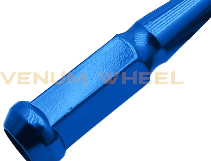 (6) Blue Spike Lug Nuts 12x1.5 Thread Pitch  Fits Aftermarket Wheels Acorn Seat with Tall Socket for Removal 4.5" Solid Piece