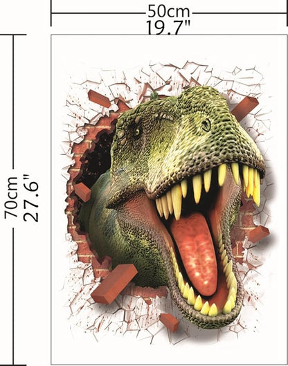 U-Shark 3D Self-adhesive Removable Break Through The Wall Vinyl Wall StickerMural Art Decals Decorator (3D Dinosaurs Opening Mouth(19.7" X 27.6"))