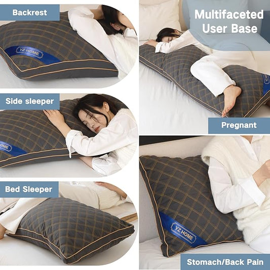 YZ HOME Long Body Pillow for Adults - Firm Body Pillow Insert with Shredded Blue Memory Foam, Adjustable Height, Soft Support for Side Sleeping, Pregnant Women, Washable (20x54 Inch, Grey)