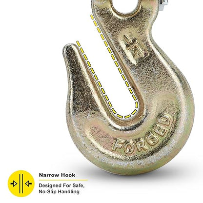 G70 14 Chain Hook Heavy Duty Clevis Grab Hook for 14 Inch Grade 70 Chain - for Trailer Truck Transport Yellow Chromate Finish (4Pack)