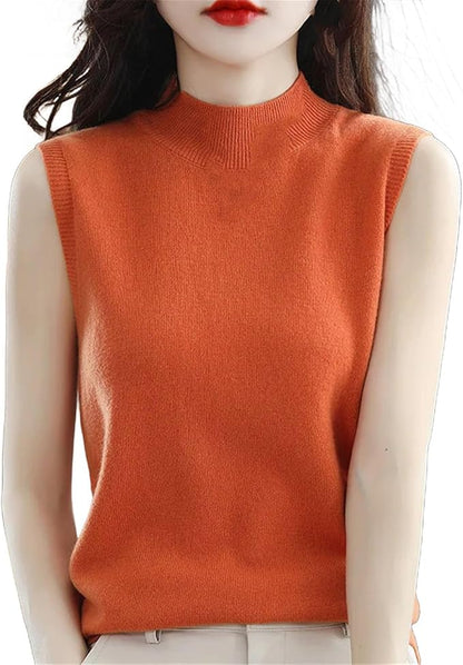 Women Knitted Cashmere vest Women Basic Solid Tank Tops Casual O-neck Slim Sweater Vest