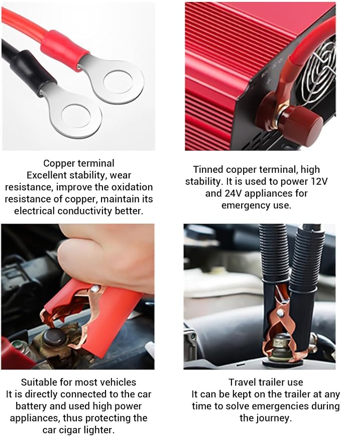 FLEXMAN 2Pcs Jumper Cables for Car, 30A 6mm Heavy Duty Automotive Booster Cables, Battery Cable, Car Essentials for DC12V, DC24V Appliances in Most Vehicles