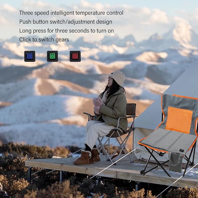 3 Temp Setting Heated Seat Cushion, Portable Fast Heating USB Power Seat Mats, Oxford Warm Pads, for Camping Fishing Hunting Stadium Travel Use