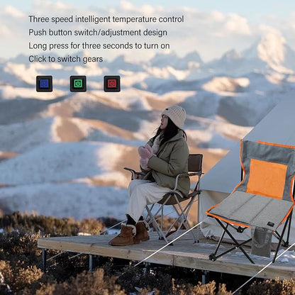 3 Temp Setting Heated Seat Cushion, Portable Fast Heating USB Power Seat Mats, Oxford Warm Pads, for Camping Fishing Hunting Stadium Travel Use