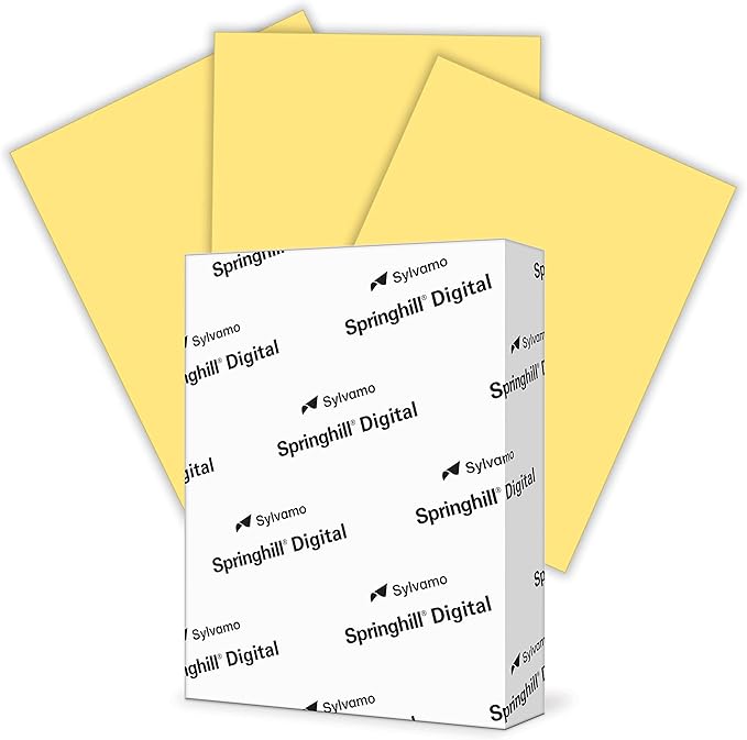 Springhill 8.5a x 11a Buff Yellow Colored Cardstock Paper, 110lb, 199gsm, 250 Sheets (1 Ream) a Premium Heavy Cardstock, Printer Paper with Smooth Finish for Cards, Flyers, Scrapbooking a 055300R