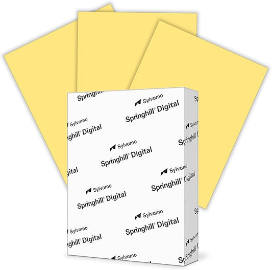 Springhill 8.5a x 11a Buff Yellow Colored Cardstock Paper, 110lb, 199gsm, 250 Sheets (1 Ream) a Premium Heavy Cardstock, Printer Paper with Smooth Finish for Cards, Flyers, Scrapbooking a 055300R