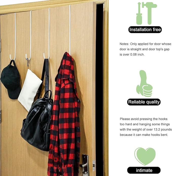 Hotop 15 Inch Wreath Hangers for Front Door Wreath Doors Hangers Steel Material Clothes Towel Hooks Holder Over The Door Hanger Hooks for Christmas Halloween Front Decorations(White,2 Pieces)
