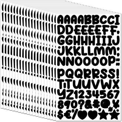1800 pieces of 20 letter stickers, self-adhesive vinyl waterproof mailbox number stickers, mailbox, windows, doors, signs, address numbers, enterprise (0.5 inch) (Cartoon Black)
