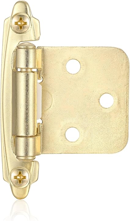 4 Pack (2 Pair) Gold (Brass) Self Closing Cabinet Hinges for Kitchen Cabinet Door, 12" Overlay (Variable) Semi Concealed Kitchen Cabinet Hinges