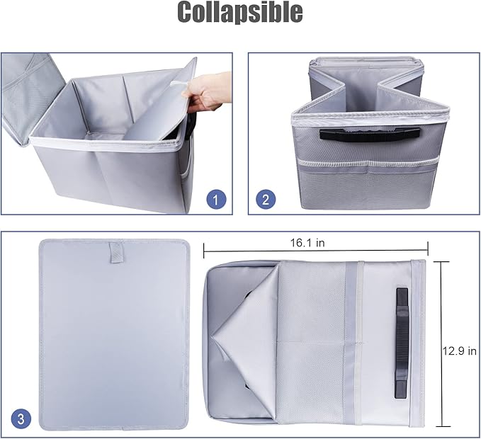 File Box with Lock, Fireproof Document Box File Organizer Box, Portable Office Collapsible File Storage with Reflective Strip for Hanging LetterLegal Size FolderCertificate