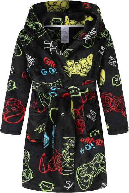 Cozy fleece bathrobe from HDOBHIO, perfect for kids, soft, warm, and available in fun colors, great for daily wear, lounging, or bath time.