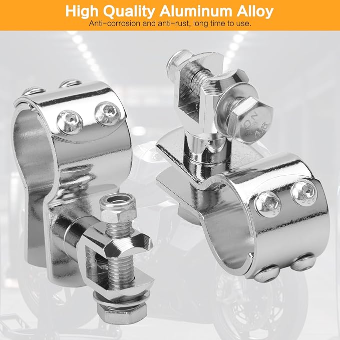 Motorcycle 1.25" Highway Footpegs Crash Bar Adjustable Clamps Mounts kit Chrome Compatible with Harley Touring Sportster Softail Road Glide Electra Glide Road King with 1 14 inch Engine Guard