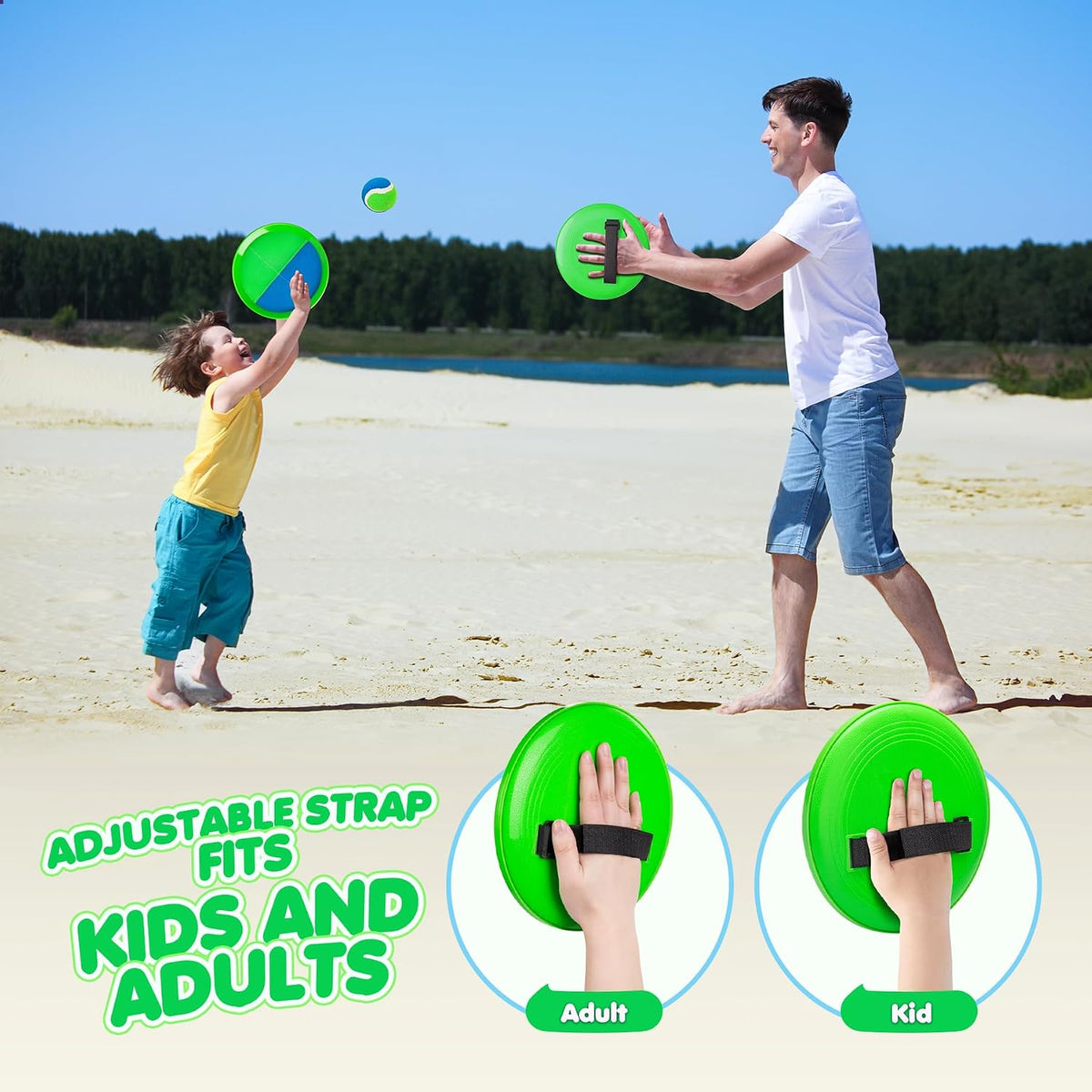 Toss and Catch Ball Set Upgraded - Kids Toys Beach Toys Baseball Games - Sturdy & Water-Resistant for Outdoor Pool Yard Games - Classic Gift for Boys Girls 3 4 5 6 7 8 9 10 11 12+ Years