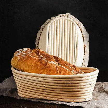 Bread Basket-Sourdough Proofing Basket-Proofing Basket-9.8 inch Oval Proofing Bowl with Liner for Home Baker Baking Tool Kits (Oval)