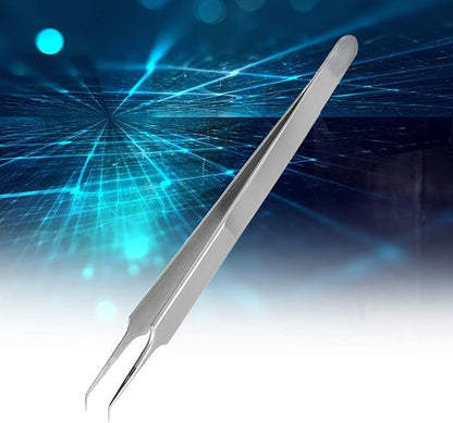 Walfront Hardened Tweezers, Curved Accurate Repair Maintenance Fixture Tip Lengthened BST?18 202 Stainless Steel Material, Tweezers