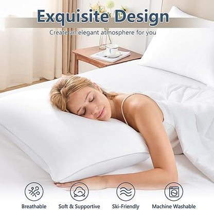 CozyLux Pillows King Size Set of 1, Hotel Quality Bed Pillows for Sleeping 1 Pack, Cooling Pillows for Side Back and Stomach Sleepers, Down Alternative Luxury Soft Supportive Fluffy Pillows (19x34)