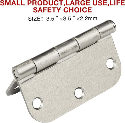 12 Pack Nickel Door Hinges Brushed Nickel Hinges for Doors 3 1/2 Interior Door Hinges Satin Nickel 3.5"x3.5 Inch Hinges Rounded 5/8" Radius Standard Residential Bedroom Door Hinge Sturdy Door Hardware