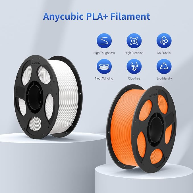 ANYCUBIC PLA Plus (PLA+) 3D Printer Filament 1.75mm, High Toughness 3D Printing Filament, Dimensional Accuracy +/- 0.02mm, Print with Most FDM 3D Printers, 1KG Reusable Spool, Texture Gray
