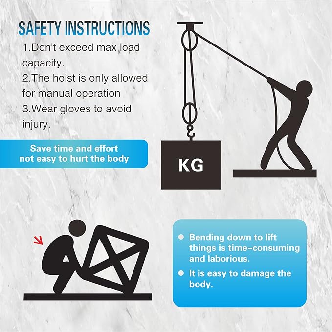 Block and Tackle System 4000LB Breaking Strength 65 Feet 38" Rope Hoist Pulley 8:1 Ratio Lifting Power for Lifting Heavy Objects (4 Pulley-Black)