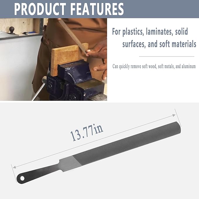 10" Handy File for Plastic Laminate Edge Finishing?Second Cut Grade High Carbon Hardened Steel Flat Mill File (10-Inch 1 Pcs)