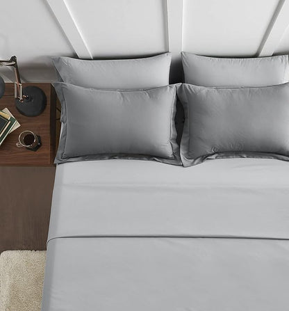 MapleStone Queen Size Comforter Set 7 Pieces Bed in a Bag - Down Alternative Bed Set with Sheets, Pillowcases  Shams, Soft Reversible Duvet Insert for Queen Bed, Dark Grey  Light Grey