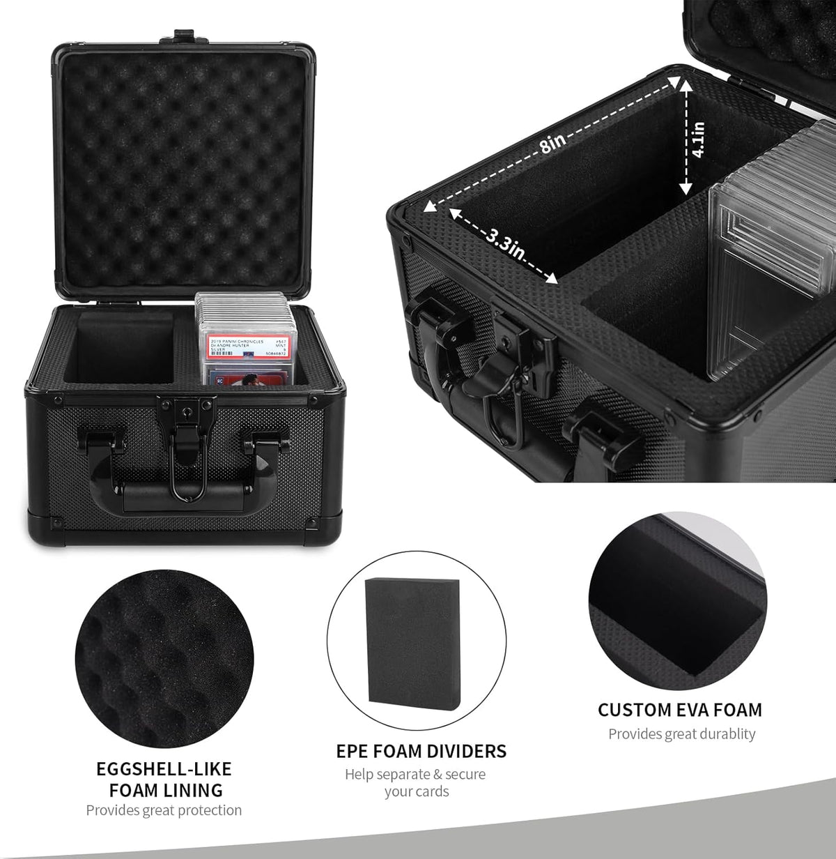 KAGSWAMO Graded Card Storage Box, Holds 60+ PSA Slab Card Case for Graded Cards Sports Cards, Baseball Trading Card Case Holder Fits PSA, CSG, BGS and Top Loaders