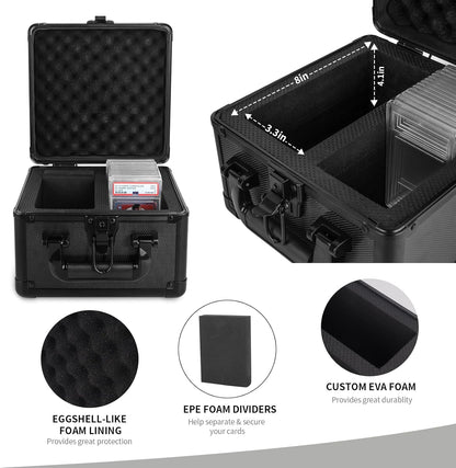 KAGSWAMO Graded Card Storage Box, Holds 60+ PSA Slab Card Case for Graded Cards Sports Cards, Baseball Trading Card Case Holder Fits PSA, CSG, BGS and Top Loaders