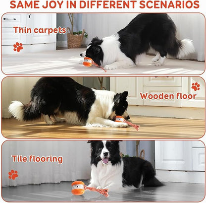 Interactive Dog Ball, Random Path Electric Automatic Moving and Rolling Dogs Toy with Rope for Small Medium Large Dogs, Motion-Activated Dog Stimulation Toy for Boredom Relief (Orange)