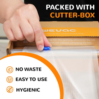 Wevac Vacuum Sealer Bags for Food, 6" x 150' Roll with Cutter Box, BPA Free Commercial Grade, Heavy Duty, Freezer Safe, Sous Vide, Storage, Meal Prep, Cut-to-Size, Compatible with FoodSaver Sealers