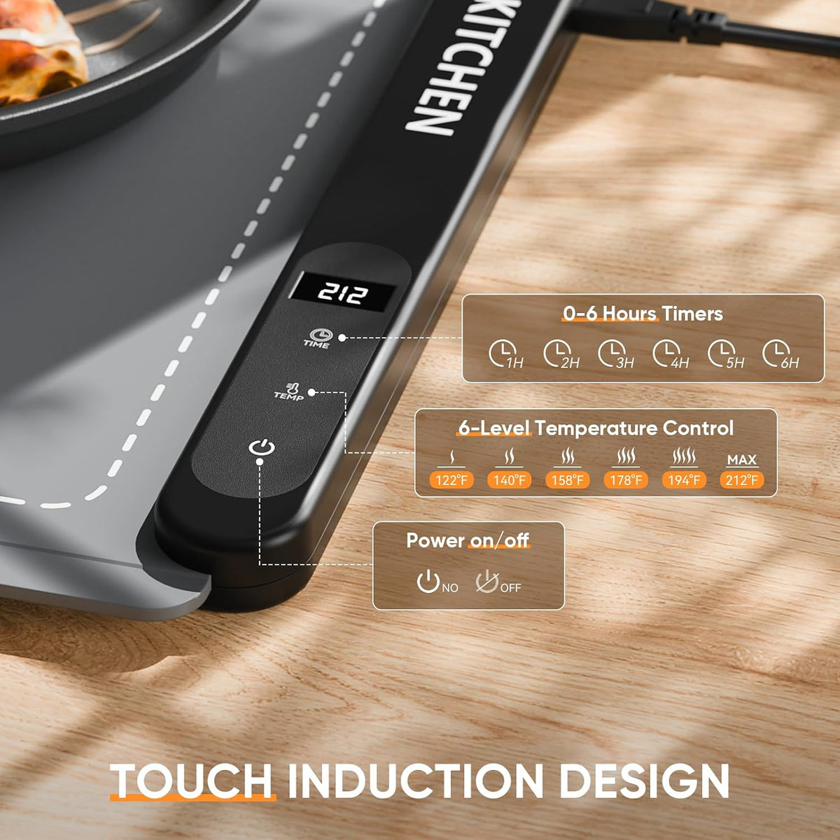 Warming Mat for Food, (XXL 36"x16") Food Warming Mat for Countertop 6 Temp & 6 Hour Settings Upgrade Graphene Fast Full Surface Heating -Versatile Food Warmer for Gatherings, Parties