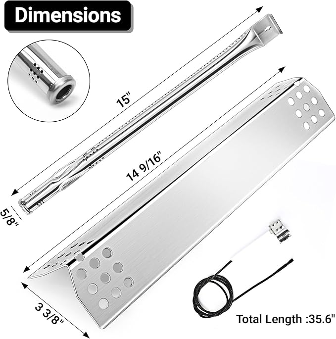 Uniflasy Grill Replacement Parts for Nexgrill 720-0882A 720-0925P 720-0925 720-0896B 720-0896C, Stainless Steel Grill Burners Heat Plate Shields Replacement for Nexgrill 5 Burner 720-0882A, 5 Pack