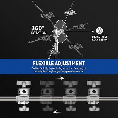 Neewer Multi Functional Heavy Duty 2.5-inch Grip Head Swivel Head Holder Mounting Adapter for Light Stand, Extension Boom Arm and Other Photographic Equipment with 12,14,38,58-inch Mount (Silver)