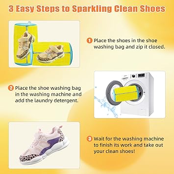 Shoe Washing Machine Bag, Shoe Laundry Bag, Shoe Washing Bag for Washer and Dryer, Yellow