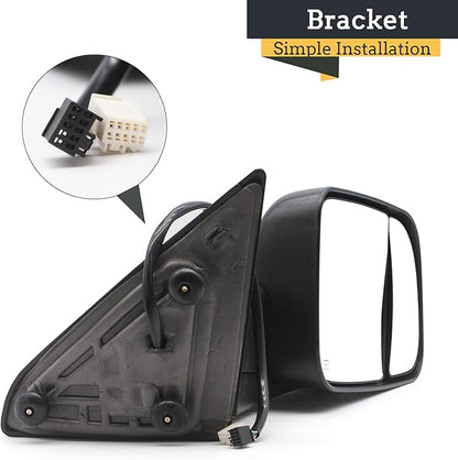 TOEMIRR Towing Mirrors fit for 2009-2018 Dodge Ram 1500 2010-2018 Ram 2500 3500 Passenger Side Mirror Heated Power Temperature Sensor Turn Signal Light Puddle Light Manual Flipping Black RH Tow Mirror