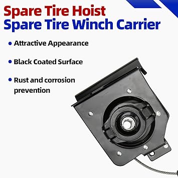 MITZONE Spare Tire Winch Carrier Spare Tire Hoist Compatible with 2003-2010 Chevrolet Silverado 2500 3500  GMC Sierra 2500 HD, 3500, 3500 HD, 3500 Classic Part 924-502 19371173 25792480 25912261