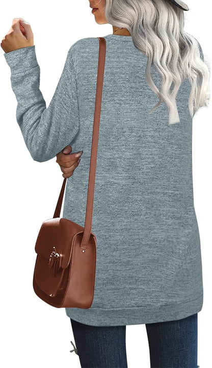 Sweatshirts for Women Crew Neck Long Sleeve Plain Fashion Casual Tops