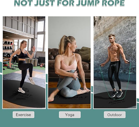 Jump Rope Mat Outdoor Indoor Non Slip Workout Exercise Mat, Shock Absorbing Jump Rope Pad for Crossrope, Oval Jumping Rope Mat for Concrete Home