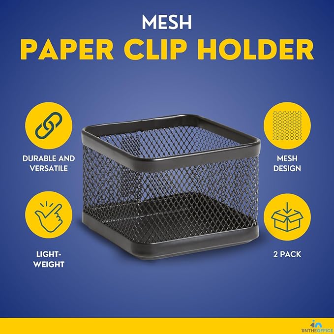 1InTheOffice Mesh Paperclip Holder For desk, Paperclip Holder Desk Accessories Holder(2 Pack)