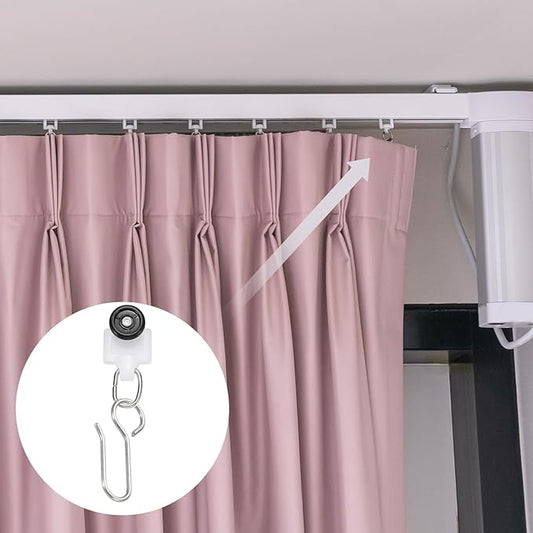 uxcell 20Pcs Curtain Track Rollers Curtain Rail Pulleys Runners Plastic Ceiling Gliders with Dual Wheel Roller for Window Tracks Carrier Accessories (Black)