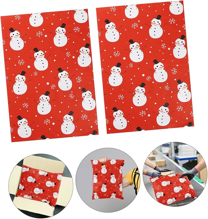 100Pcs Christmas Snowman Design Shipping Bags Self Sealing Poly Mailers Thick Holiday Parcel Bags for Envelopes for Christmas Mailing